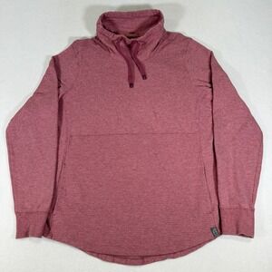 LL Bean Sweater Womens Large Cozy Mixed Knit Pullover Funnelneck Sweatshirt Red